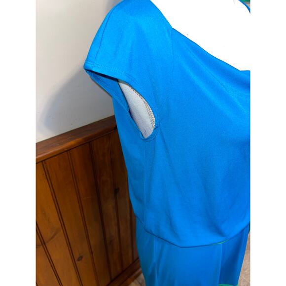 NWT Womens Laundry‎ By Design Blue Green Short Sleeve Scoop Neck Tie Dress S - Picture 4 of 8